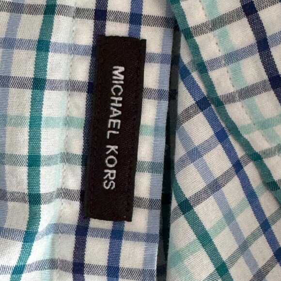 Michael Kors Men's Button Down Long Sleeve Dress Shirt Blue Green Stripe XXL - Picture 5 of 8